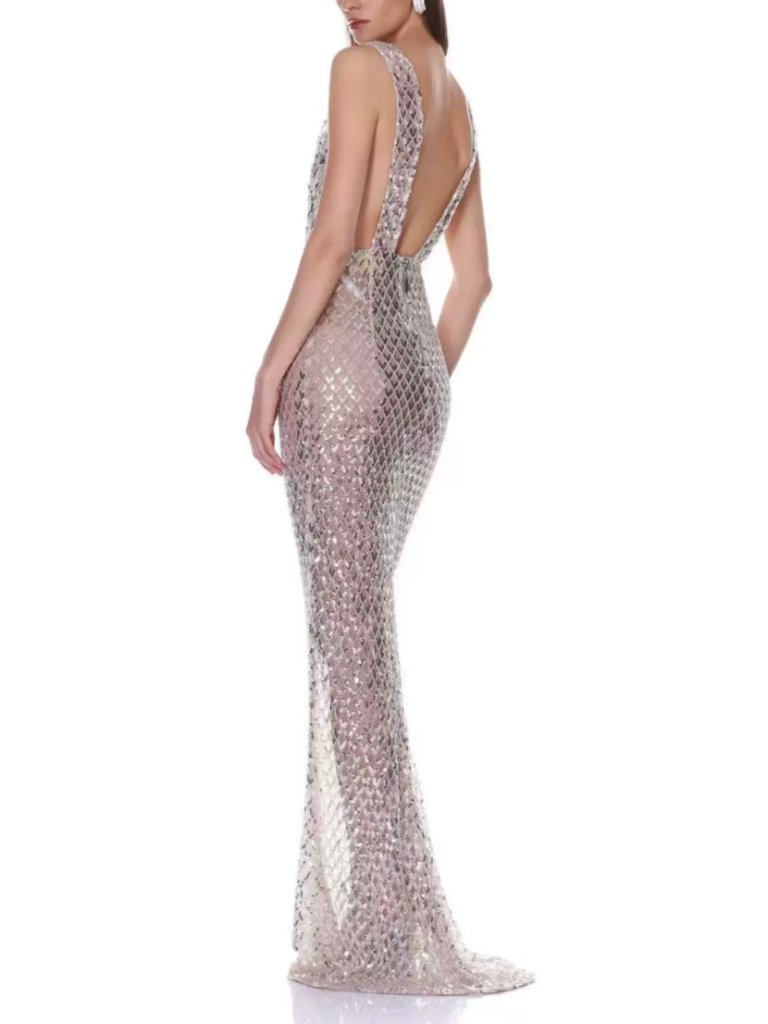 Bronx And Banco Liora Maxi Dress Gown Silver — image 3 of 8